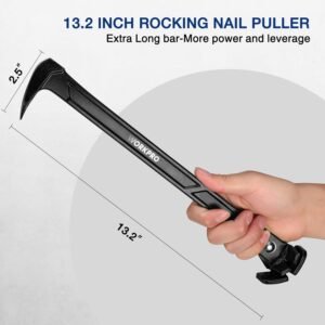 WORKPRO 13" Nail Puller, Cats Paw Pry Bar, Nail Remover Tool with Cats Paw and Rocking Nail Puller, Crowbar for Home Remodeling, Professional Carpentry, Woodworking Projects - Image 3