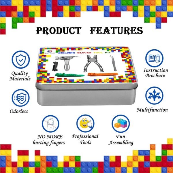 Building Blocks Tool Kit - Brick Separator, Mini Blocks Tool Set - Multi-Functional Hammer, Pliers, Tweezers, Finger Protectors with Tin Box (Pink) 3 71zkhPUShRL. AC SL1500