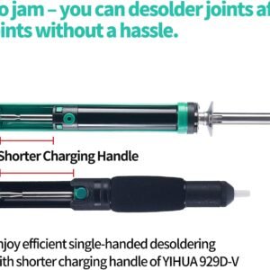 YIHUA 929D-V Electric Desoldering Soldering Iron Solder Sucker Desoldering Pump with Shorter Charging Handle and Desoldering Nozzles 1.0mm 1.2mm for Through-Hole Desoldering - Image 6