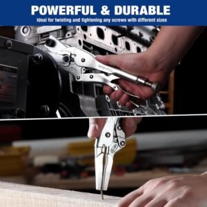 WORKPRO 5-Piece Locking Pliers Set, Pliers Tool Set, Vice Grips with Chrome-vanadium Steel, 5/7/10 inch Curved Jaw Pliers, 6.5/9 inch Long Nose Pliers - Image 6