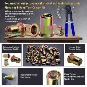 Pressure Rivet Nut Tool Kit, 430Pcs Metric Rivet Nut Combination (M8/M6/M5/M4/M3), Suitable for Furniture, Decoration, Automotive, Marine and Industrial Applications (CarbonSteelRivetNutTool) 10 Pressure Rivet Nut Tool Kit, 430Pcs Metric Rivet Nut Combination (M8/M6/M5/M4/M3), Suitable for Furniture, Decoration, Automotive, Marine and Industrial Applications (CarbonSteelRivetNutTool) - Image 3