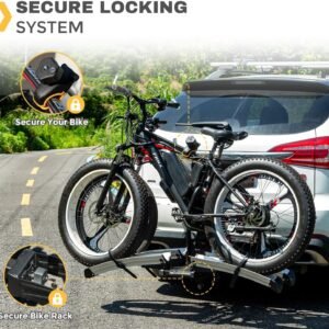 2 Bike Rack Hitch Mount, 200 lbs Electric Bicycle Carrier Rack Platform Style for Cars Trucks SUVs Minivans, fits MTB Gravel Road Bike with Up to 5-inch Fat Tire Carrier Rack - 2" Hitch Receiver 12 2 Bike Rack Hitch Mount, 200 lbs Electric Bicycle Carrier Rack Platform Style for Cars Trucks SUVs Minivans, fits MTB Gravel Road Bike with Up to 5-inch Fat Tire Carrier Rack - 2" Hitch Receiver - Image 3