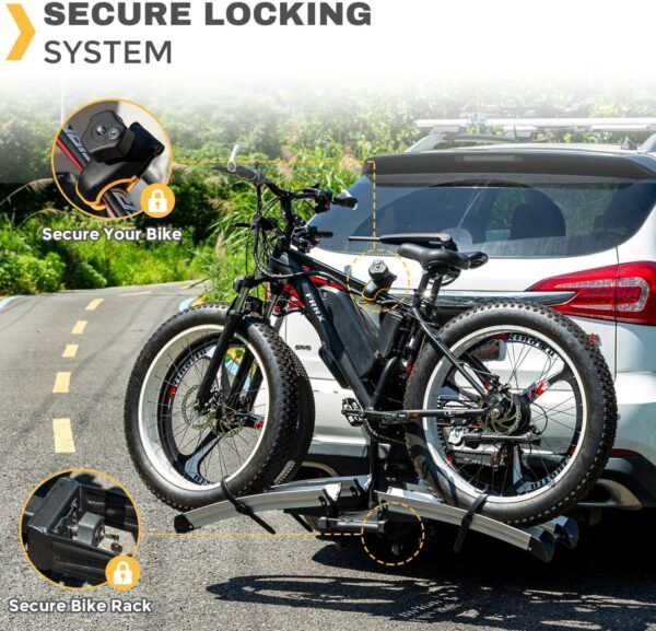 2 Bike Rack Hitch Mount, 200 lbs Electric Bicycle Carrier Rack Platform Style for Cars Trucks SUVs Minivans, fits MTB Gravel Road Bike with Up to 5-inch Fat Tire Carrier Rack - 2" Hitch Receiver 3 81+m 6VceNL. AC SL1500