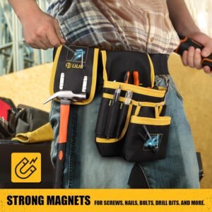 Magnetic Tool Belt for Men, 26 Pockets Heavy Duty Tool Pouch, Magnet Holster Nail Utility Toolbelt Detachable Adjustable Waist Holder for Handyman Contractor Mechanic Plumber Roofer Carpentry Dad Gift - Image 4