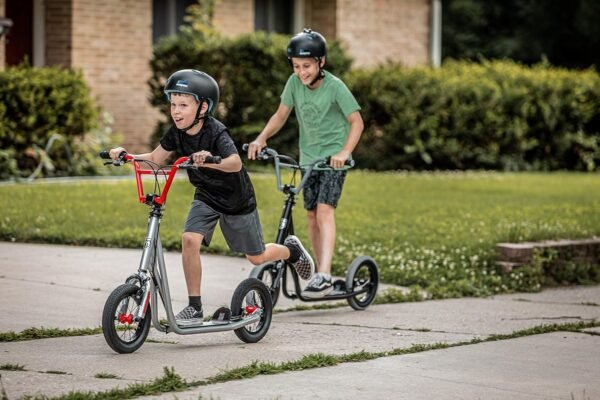 Mongoose Trace Air Non-Electric Scooter for Youth Boys Girls Age 8+ Year Old, Max Weight of 220 lbs., 12-Inch Air Tires, Non-Folding Design, Adjustable Height Stem, BMX-Style Handlebar, Wide Foot Deck 8 810HJhEWL8L. AC SL1500