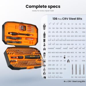 JOREST 152 in 1 Precision Screwdriver Set, Tool Gifts for Men, Magnetic Tool Kit with Torx Triwing Bits, Repair for Electronics,Macbook, Laptop, PC, RC, PS5, iphone,Jewelers, XBOX, Glasses 12 JOREST 152 in 1 Precision Screwdriver Set, Tool Gifts for Men, Magnetic Tool Kit with Torx Triwing Bits, Repair for Electronics,Macbook, Laptop, PC, RC, PS5, iphone,Jewelers, XBOX, Glasses - Image 4