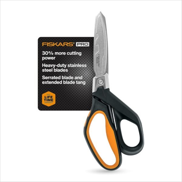 Fiskars Pro PowerArc Shop Shears, Heavy Duty Stainless Steel Scissor, Industrial Grade Tool for Building and Construction, 10 in, Orange/Black 2 812fbYuPrZL. AC SL1500