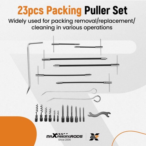 maXpeedingrods 23pcs Packing Extractor Set, Steel Alloy Packing Puller Tool Set, Flexible Shaft Corkscrew Packing Pulling Hook Sets, Gland Packing Extraction Removal Kit with Toolbox 3 8139PTdmNvL. AC SL1500
