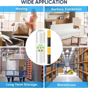 TICONN Stretch Wrap Stretch Film Roll, 1000ft Industrial Strength 15 inch Wide Clear Plastic Wrap with Handles for Pallet Wrapping Shipping Moving - Image 8