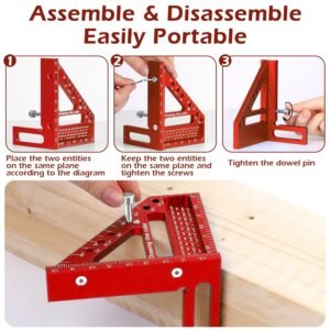 3D Multi-Angle Measuring Ruler -Precision Woodworking 3D Square Protractor 22.5-90 Degree and Miter Triangle Ruler - Aluminum Alloy Drawing Line Ruler for Engineer Carpenter and Craftsmen Red… 15 3D Multi-Angle Measuring Ruler -Precision Woodworking 3D Square Protractor 22.5-90 Degree and Miter Triangle Ruler - Aluminum Alloy Drawing Line Ruler for Engineer Carpenter and Craftsmen Red… - Image 7