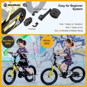 RoyalBaby Kids Bike EZ Freestyle Training Free Balance to Pedal Easy Learning Bicycle, 12-18 Inch for Toddlers to Big Kids - Image 4