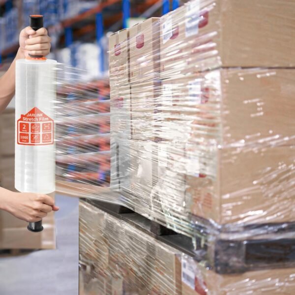 JARLINK Stretch Film, 15 Inch x 1000 Feet Shrink Wrap for Pallet Wrap, Industrial Strength Stretch Wrap with Handles, Moving Wrapping Plastic Roll, 60 Gauge, 2 Pack, Clear 9 816HapZ iqL. AC SL1500