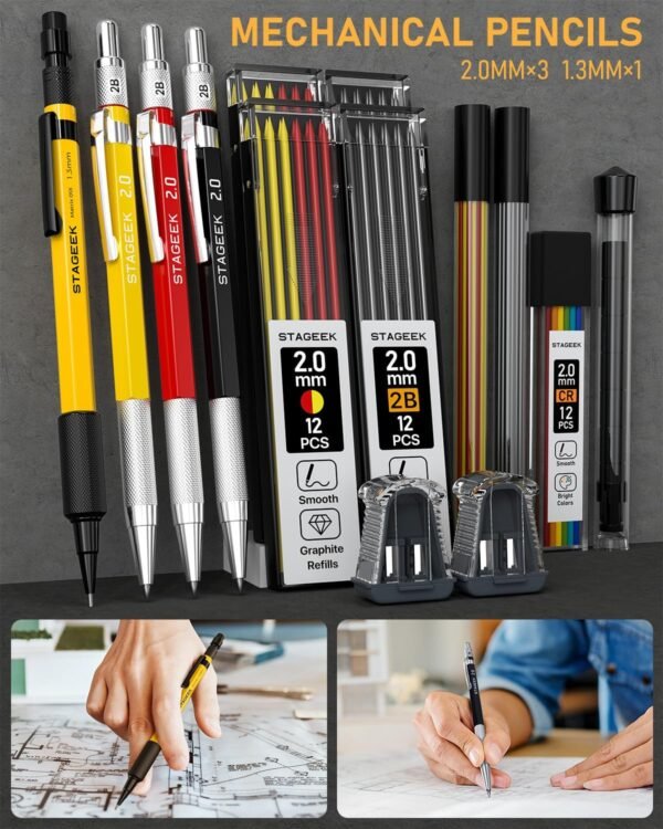34 Pack Carpenter Pencil Set with Sharpener, Mechanical Carpenter Pencils with Deep Hole Long-Nib Marker Pens, Carbide Scribe Tool & Construction Pencils for Architect Woodworking with Case 5 816f45OOqBL. AC SL1500