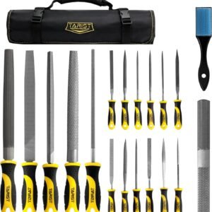 19PCS Metal & Rasp File Set with Tool Bag, Includes Flat/Half-Round/Round/Triangle steel file, Half-Round wood file, 4 Way File and 12pcs Needle Files, Work for Metal, Wood and more 9 19PCS Metal & Rasp File Set with Tool Bag, Includes Flat/Half-Round/Round/Triangle steel file, Half-Round wood file, 4 Way File and 12pcs Needle Files, Work for Metal, Wood and more - Image 2