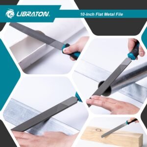 LIBRATON 10-Inch Flat Metal File, Metal File Tool, High Carbon Steel File with Ergonomic Handle, Hand File for Metal, Metalworking, Wood, Plastic, Flat File for Refining, Shaping and Scraping - Image 8