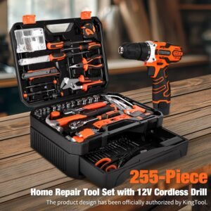 255-Piece Tool Set - Tool Kit with 12V Cordless Drill Driver, Toolbox Storage Case with Drawer, General Household Drill Set for DIY Projects, Home Repairs, Handyman 19 255-Piece Tool Set - Tool Kit with 12V Cordless Drill Driver, Toolbox Storage Case with Drawer, General Household Drill Set for DIY Projects, Home Repairs, Handyman - Image 9