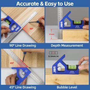 7inch Rafter Square and 12inch Combination Square Set -CNC-Machined Aluminum Alloy,Heavy Duty Carpenter Square for Woodworking and Home DIY 14 7inch Rafter Square and 12inch Combination Square Set -CNC-Machined Aluminum Alloy,Heavy Duty Carpenter Square for Woodworking and Home DIY - Image 6