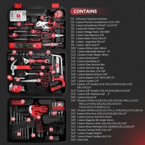 KingTool 276-Piece Tool Set Kit - Tool kit with 12V Cordless Power Drill Driver Toolbox Storage Case with Drawer, Drill Set Perfect for Homeowner, Diyer, Handyman 13 KingTool 276-Piece Tool Set Kit - Tool kit with 12V Cordless Power Drill Driver Toolbox Storage Case with Drawer, Drill Set Perfect for Homeowner, Diyer, Handyman - Image 3