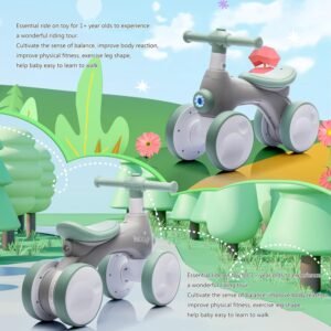 Baby Toddler Balance Bike with Bubble Machine for 1 Year Old Children,4 Wheels Kids Balance Bike w/Bubble Maker,Kids Ride on Toys w/Music,Headlight for Ages 12-36 Months Boys Girls (Light Green) 11 Baby Toddler Balance Bike with Bubble Machine for 1 Year Old Children,4 Wheels Kids Balance Bike w/Bubble Maker,Kids Ride on Toys w/Music,Headlight for Ages 12-36 Months Boys Girls (Light Green) - Image 4