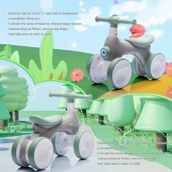 Baby Toddler Balance Bike with Bubble Machine for 1 Year Old Children,4 Wheels Kids Balance Bike w/Bubble Maker,Kids Ride on Toys w/Music,Headlight for Ages 12-36 Months Boys Girls (Light Green) 4 81CTgtRppiL. AC SL1500