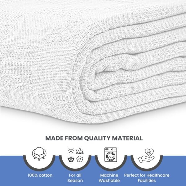 Linteum Textile Supply Institutional Snag-Free 66x90 Hospital Blanket—Durable, Lightweight & Compressed—Ideal for Healthcare Facilities, Nursing Homes & Shelters, 1 Pack (White) 3 81Cww8BMkLL. AC SL1500
