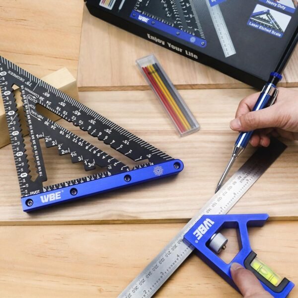 7inch Rafter Square and 12inch Combination Square Set -CNC-Machined Aluminum Alloy,Heavy Duty Carpenter Square for Woodworking and Home DIY 8 81D0JpcWfIL. SL1500