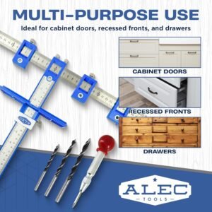 Cabinet Installation Tool Complete Set – Adjustable Hardware Template for Handles, Knobs, Drawer Pulls – Handle Jig, Concealed Hinge Jig, Automatic Center Punch, Drill Bits, Storage Bag 12 Cabinet Installation Tool Complete Set – Adjustable Hardware Template for Handles, Knobs, Drawer Pulls – Handle Jig, Concealed Hinge Jig, Automatic Center Punch, Drill Bits, Storage Bag - Image 4