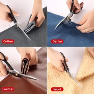Fabric Scissors Tailor Sewing Shears - 9 Inch Heady Duty Scissors for Fabric Cutting Professional Ultra Sharp Cloth Tailor Scissors Multipurpose Utility Dressmaker Leather Titanium Scissors (9Inch) - Image 7