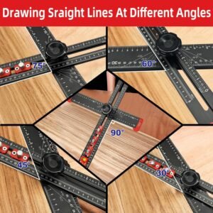 4-in-1 Drilling Ruler, Adjustable 14 inches/35 cm Multi-Function T-Square, Woodworking Marking Tool, Cabinet Hole Drilling Template for Precise Drilling Angle Measurement and Marking 16 4-in-1 Drilling Ruler, Adjustable 14 inches/35 cm Multi-Function T-Square, Woodworking Marking Tool, Cabinet Hole Drilling Template for Precise Drilling Angle Measurement and Marking - Image 8