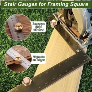 4 Pack Stair/Square Gauge Set for Framing Square, Stair Stringer Layout Tool for Circular Saw, Carpentry Squares and Rafter Layout, Aluminum Alloy Stair Gauge Tool(Gold) 12 4 Pack Stair/Square Gauge Set for Framing Square, Stair Stringer Layout Tool for Circular Saw, Carpentry Squares and Rafter Layout, Aluminum Alloy Stair Gauge Tool(Gold) - Image 3