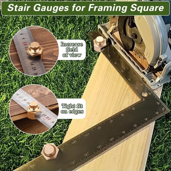 4 Pack Stair/Square Gauge Set for Framing Square, Stair Stringer Layout Tool for Circular Saw, Carpentry Squares and Rafter Layout, Aluminum Alloy Stair Gauge Tool(Gold) 3 81GZ4cFGGYL. SL1500