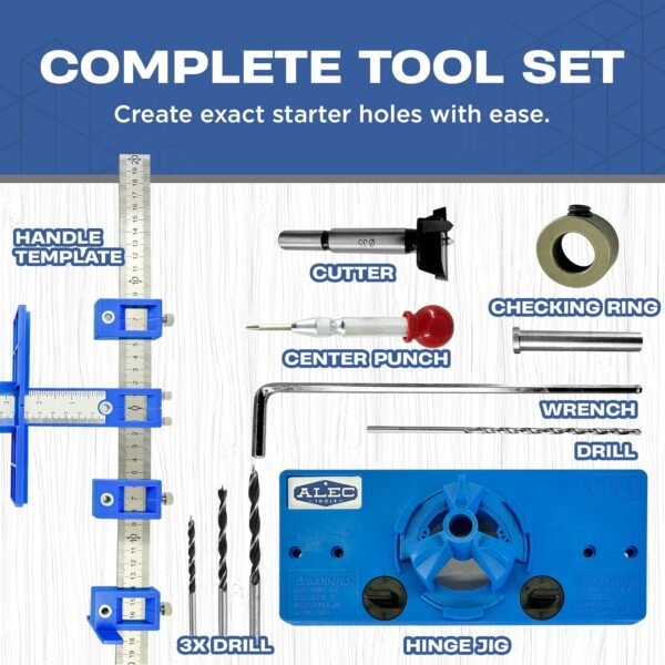 Cabinet Installation Tool Complete Set – Adjustable Hardware Template for Handles, Knobs, Drawer Pulls – Handle Jig, Concealed Hinge Jig, Automatic Center Punch, Drill Bits, Storage Bag 7 81H0LqyBVsL. AC SL1500