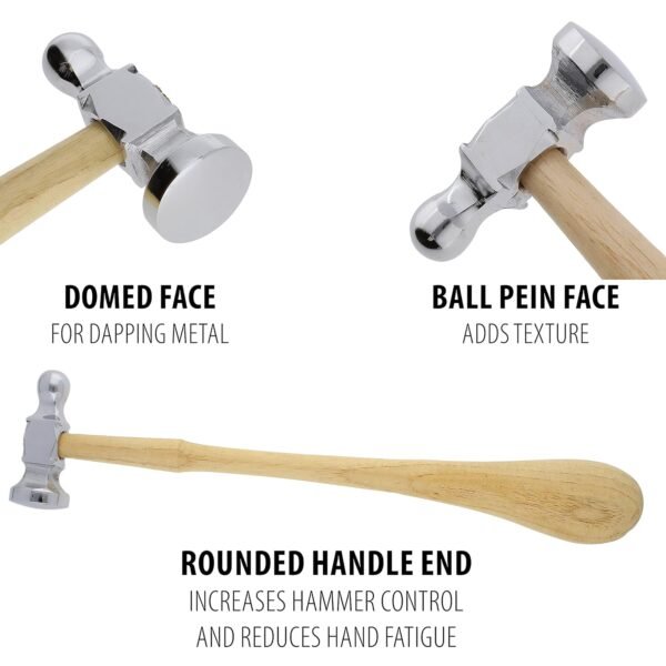 The Beadsmith Two-Sided Chasing Hammer – 11.5 Inches Wooden Handle, 2.25” Steel Head with a 14mm Ball Pein & 25mm Domed Face – Metalwork Tool Used to Add Texture & Dimension to Metalwork 3 81HbMPSsh7L. SL1500
