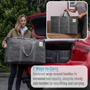 VENO 8 Pack Moving Bags, Heavy Duty, Moving Boxes Alternative, Packing Storage Supplies for Dorm Room Essentials with Zipper for Clothes, Extra Large Totes for Packaging (Dark Gray, 8 Pack) - Image 8