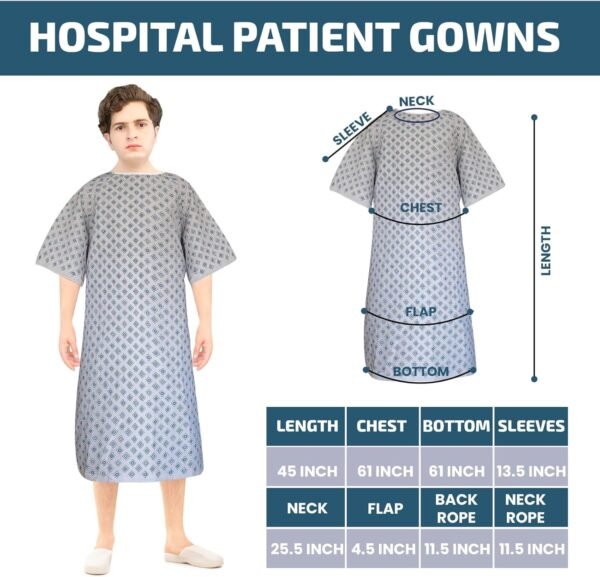 Linteum Textile Hospital Patient Gown Cotton Blended Unisex Comfortable & Durable with Back Ties Fits Up to 2XL 3 81LunBdh7 L. AC SL1500