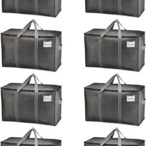 VENO 8 Pack Moving Bags, Heavy Duty, Moving Boxes Alternative, Packing Storage Supplies for Dorm Room Essentials with Zipper for Clothes, Extra Large Totes for Packaging (Dark Gray, 8 Pack) - Image 2