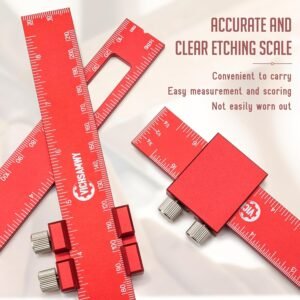 Precision Metal Slide Stop Scribing Ruler - 12, 8 & 6 Inch, Adjustable Measuring & Marking for Woodworking - Image 6