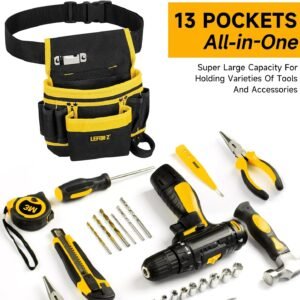 Tool Belt,Magnetic Tool Pouch,13-Pockets Tool Belts for Men,Detachable & Adjustable Tool Pouch belt for Electrician,Carpenter,Construction,Work Apron,Utility Belt,Gift for Dad 14 Tool Belt,Magnetic Tool Pouch,13-Pockets Tool Belts for Men,Detachable & Adjustable Tool Pouch belt for Electrician,Carpenter,Construction,Work Apron,Utility Belt,Gift for Dad - Image 6