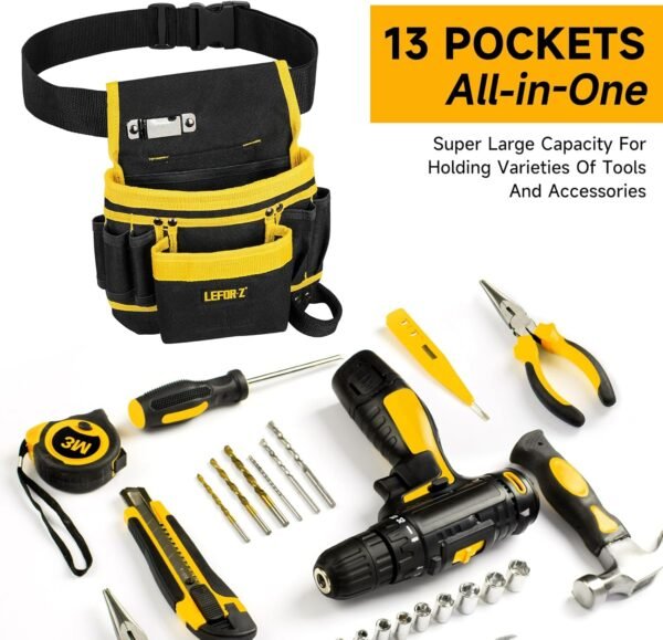 Tool Belt,Magnetic Tool Pouch,13-Pockets Tool Belts for Men,Detachable & Adjustable Tool Pouch belt for Electrician,Carpenter,Construction,Work Apron,Utility Belt,Gift for Dad 6 81PCPtpee2L. AC SL1500
