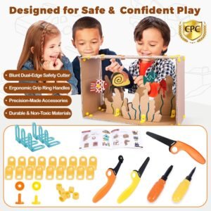 Cardboard Construction Kit - 401 PCS Kids Building Set with Safe Serrated Cutter, Crease Roller, Screws & Nuts, STEM Upcycled Tool for DIY Cardboard Projects, Engineering & Creativity 14 Cardboard Construction Kit - 401 PCS Kids Building Set with Safe Serrated Cutter, Crease Roller, Screws & Nuts, STEM Upcycled Tool for DIY Cardboard Projects, Engineering & Creativity - Image 6