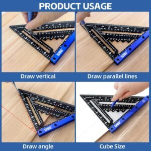 7inch Rafter Square and 12inch Combination Square Set -CNC-Machined Aluminum Alloy,Heavy Duty Carpenter Square for Woodworking and Home DIY 15 7inch Rafter Square and 12inch Combination Square Set -CNC-Machined Aluminum Alloy,Heavy Duty Carpenter Square for Woodworking and Home DIY - Image 7