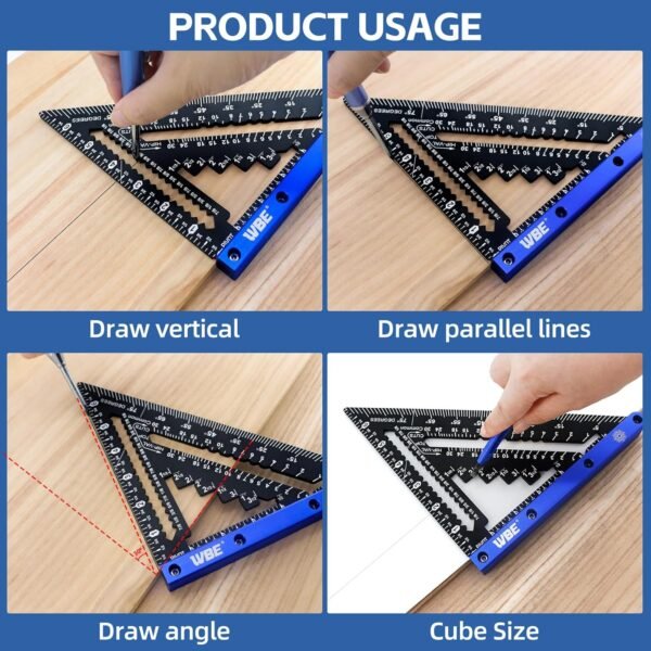 7inch Rafter Square and 12inch Combination Square Set -CNC-Machined Aluminum Alloy,Heavy Duty Carpenter Square for Woodworking and Home DIY 7 81PWSChvSLL. SL1500