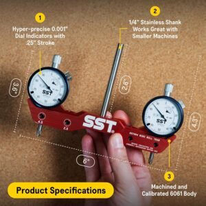 SST - Mini Mill & Lathe Tramming System - Tram, Align, & Square for Machine Calibration - For Angular Misalignment - Precise & Powerful - 0.001” Dial Indicators - Designed in the USA 12 SST - Mini Mill & Lathe Tramming System - Tram, Align, & Square for Machine Calibration - For Angular Misalignment - Precise & Powerful - 0.001” Dial Indicators - Designed in the USA - Image 3