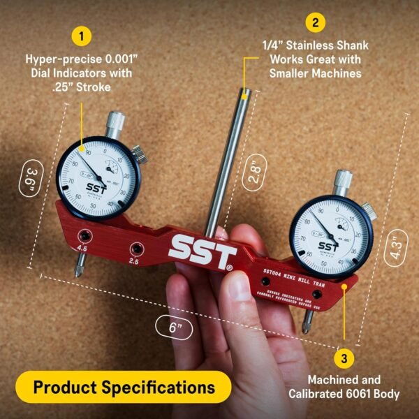SST - Mini Mill & Lathe Tramming System - Tram, Align, & Square for Machine Calibration - For Angular Misalignment - Precise & Powerful - 0.001” Dial Indicators - Designed in the USA 3 81PyDSUWtOL. SL1500