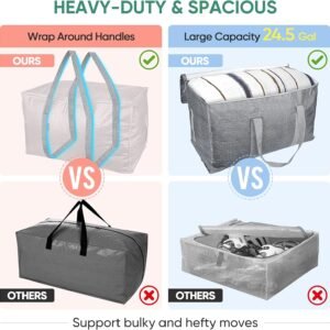 BALEINE 6-Pack Oversized Moving Bags with Reinforced Handles, Heavy-Duty Storage Tote for Clothes, Moving Supplies (Winter Grey, 6-Pack) 13 BALEINE 6-Pack Oversized Moving Bags with Reinforced Handles, Heavy-Duty Storage Tote for Clothes, Moving Supplies (Winter Grey, 6-Pack) - Image 5