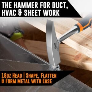 Mutt Tools 18oz Sheet Metal Hammer - Professional Tinners Hammer for Metal Shaping - Forged HVAC Hammer with Ergonomic Handle for Duct Work & Sheet Metal Projects 10 Mutt Tools 18oz Sheet Metal Hammer - Professional Tinners Hammer for Metal Shaping - Forged HVAC Hammer with Ergonomic Handle for Duct Work & Sheet Metal Projects - Image 3