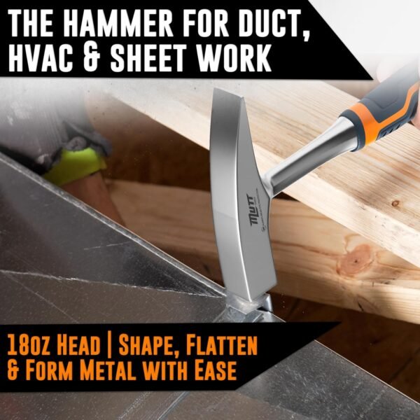 Mutt Tools 18oz Sheet Metal Hammer - Professional Tinners Hammer for Metal Shaping - Forged HVAC Hammer with Ergonomic Handle for Duct Work & Sheet Metal Projects 3 81QNDq4dhjL. AC SL1500