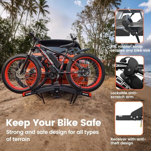 Ebike Rack with Ramp, Hitch Bike Rack for 2 Heavy Ebike, Foldable Tilting Ebike Rack Platform for Cars, SUVs, Trucks, Trailers with 2" Receivers, Max 5" Fat Tire - No Installation Needed 6 81Qp7oAJQSL. AC SL1500