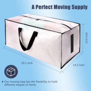 8 Pack Large Strong Moving Bags with Zippers & Carrying Handles - Water-Resistant - Heavy Duty Storage Tote for Space Saving, Fold Flat, Alternative to Moving Box (Semi-Transparent) - Image 3