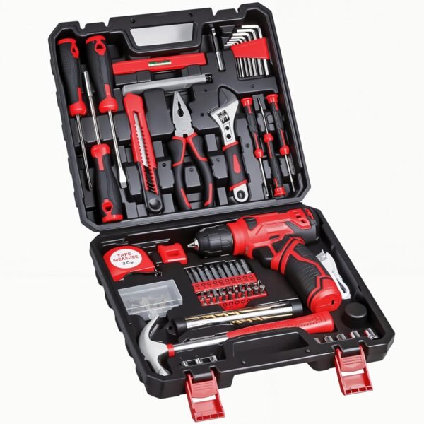 Tool Set - 8V Cordless Drill Kit, 132 Piece Box With Hand Drill, Home Kits for Men & Women, Perfect for Homeowner, Diyer, Handyman 2 81S+WnJK6 L. AC SL1500